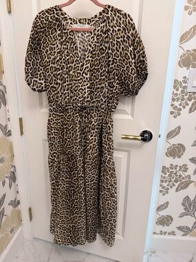 Gerard Darel Leopard-Print Midi Dress in Brown and Black